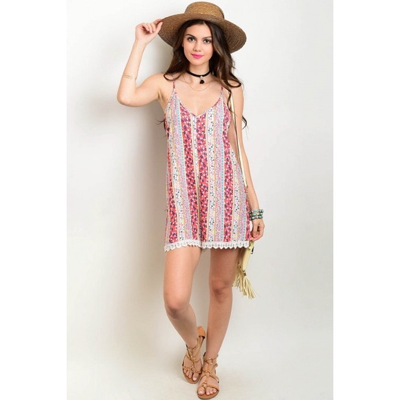 En Creme Dresses & Skirts - En Creme Floral Coral Print Romper